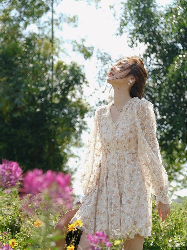 S~L] Rose Chiffon Short Dress / Romantic Holiday