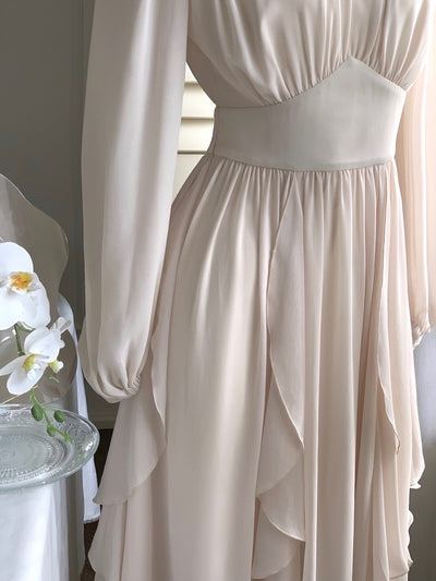 【XS~L】高品質ホワイトフリルロングドレス