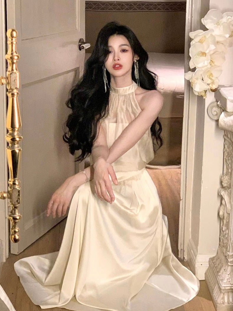 リボン付きホルターネックナイトドレス XS~L】着回し2ColorホルターネックBigリボンセットアップ – Romantic