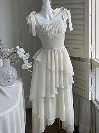 [XS~L] 2color arrangement possible ◎Ribbon 3-tier frill one-piece dress
