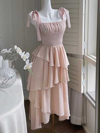 [XS~L] 2color arrangement possible ◎Ribbon 3-tier frill one-piece dress