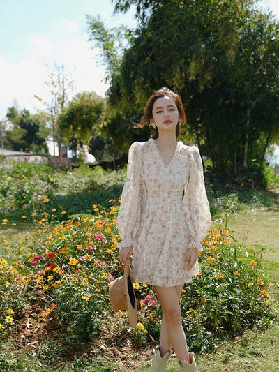 [S~L] Rose Chiffon Short Dress / Romantic Holiday