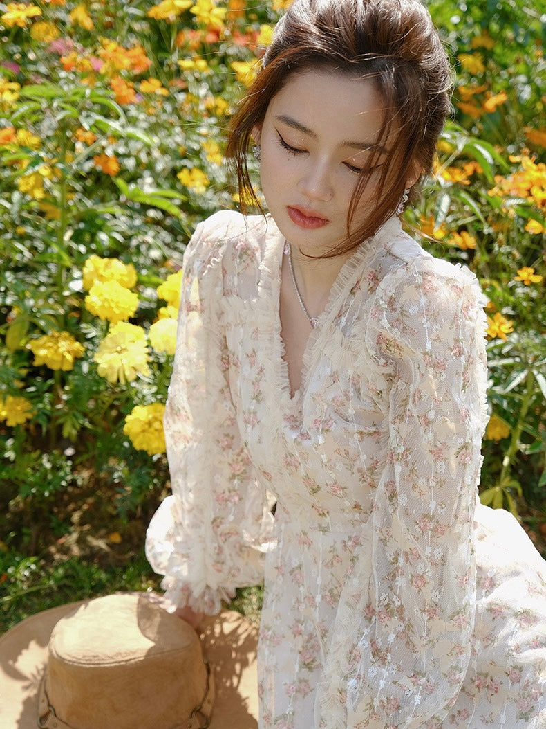 [S~L] Rose Chiffon Short Dress / Romantic Holiday