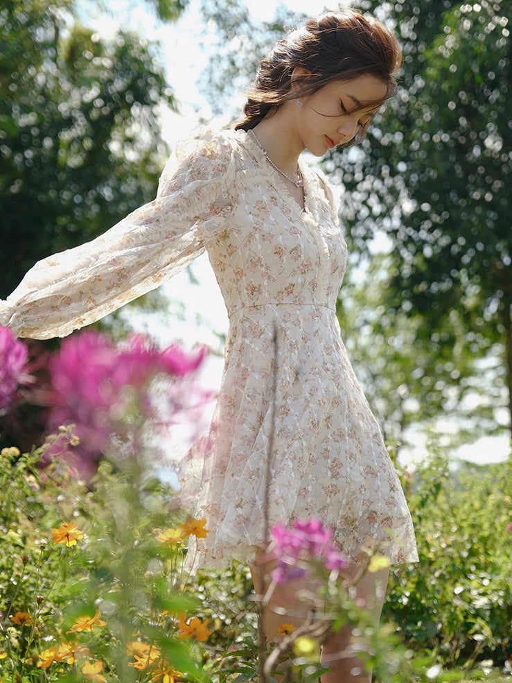 [S~L] Rose Chiffon Short Dress / Romantic Holiday