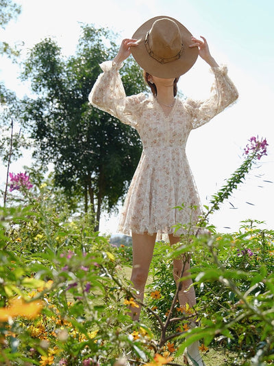 [S~L] Rose Chiffon Short Dress / Romantic Holiday