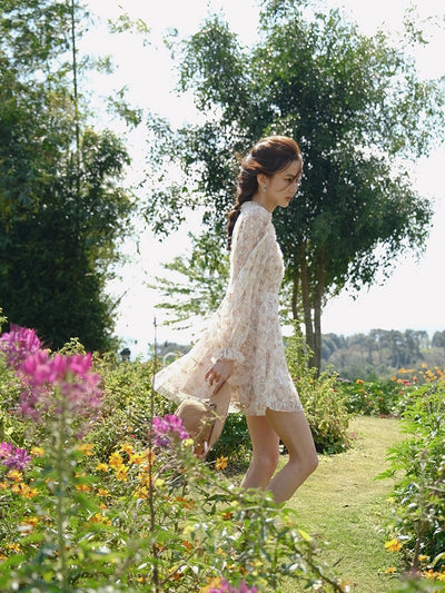 [S~L] Rose Chiffon Short Dress / Romantic Holiday