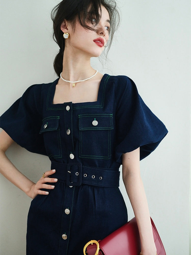PUFF SLEEVE DENIMドレス HOLIDAY（ホリデイ）の「PUFF SLEEVE DENIM