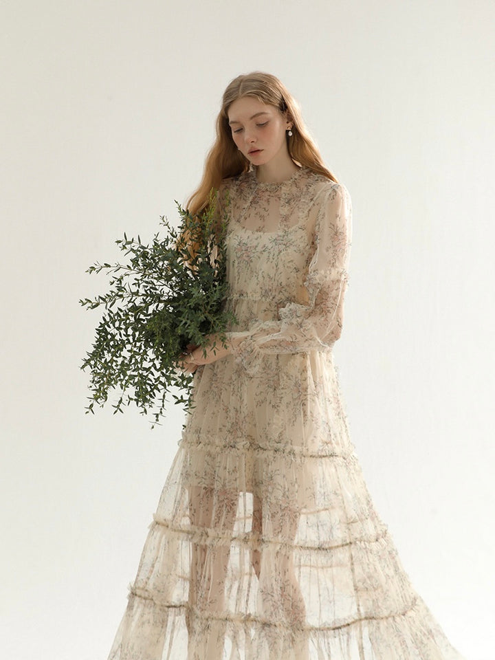 S~L】 インナーワンピSET花柄シースルーワンピース – Romantic