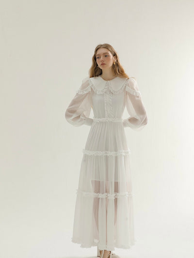 [S~L] Inner dress set Lace chiffon dress 2 piece set