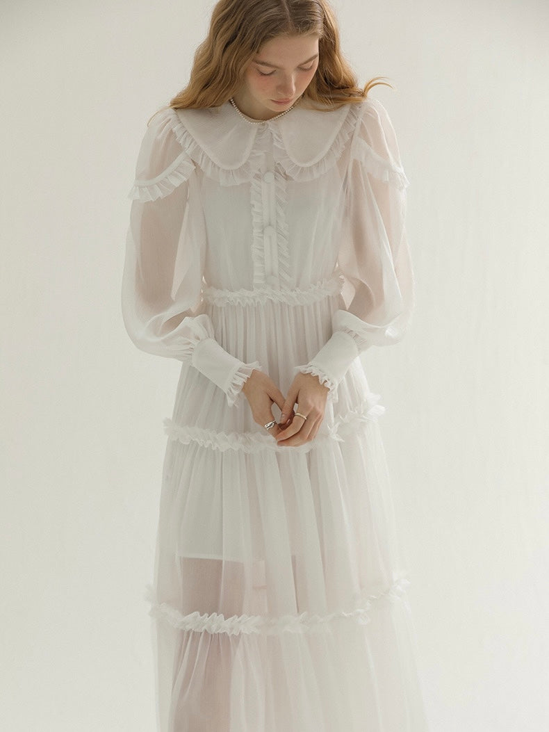 [S~L] Inner dress set Lace chiffon dress 2 piece set